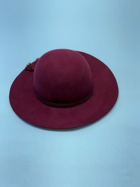 Milly Wide-Brim Felt Hat in Burgundy with Tassel Accent